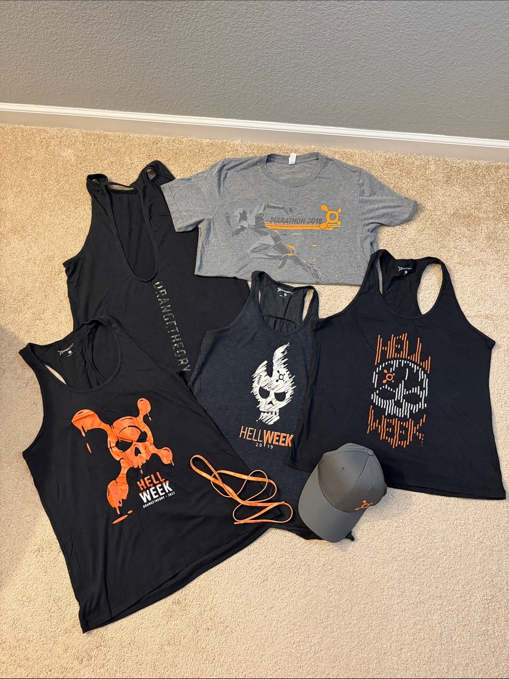 Orangetheory Fitness Black & Gray Tank Tops with Orange Graphics
